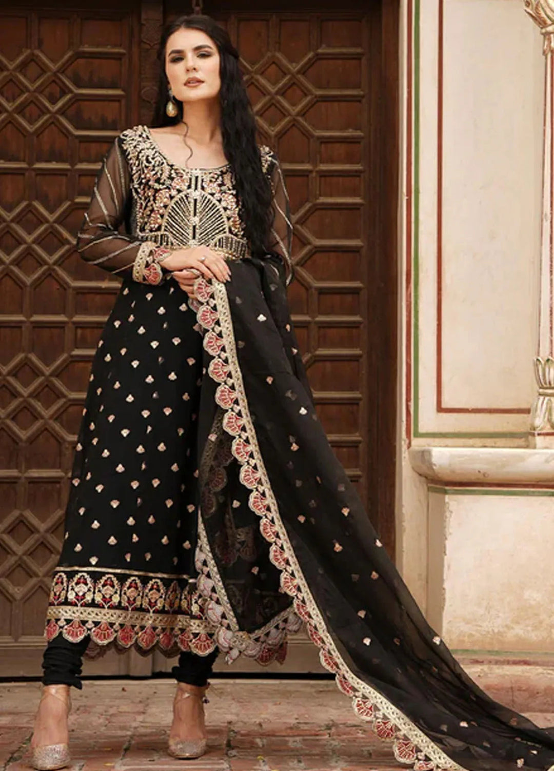 Dhanak By Ayat Pret Embroidered Net 3 Piece Suit Kajal