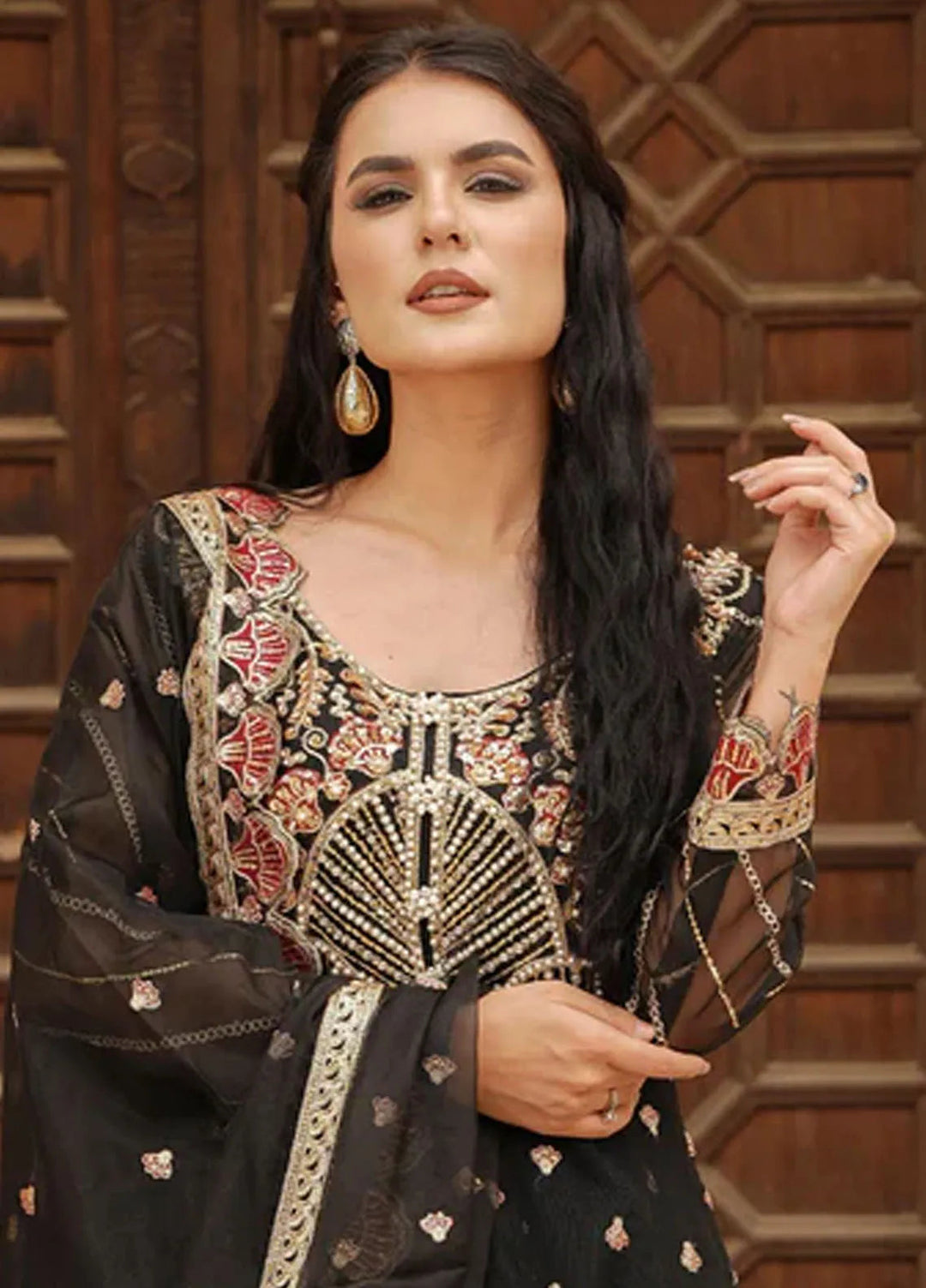 Dhanak By Ayat Pret Embroidered Net 3 Piece Suit Kajal
