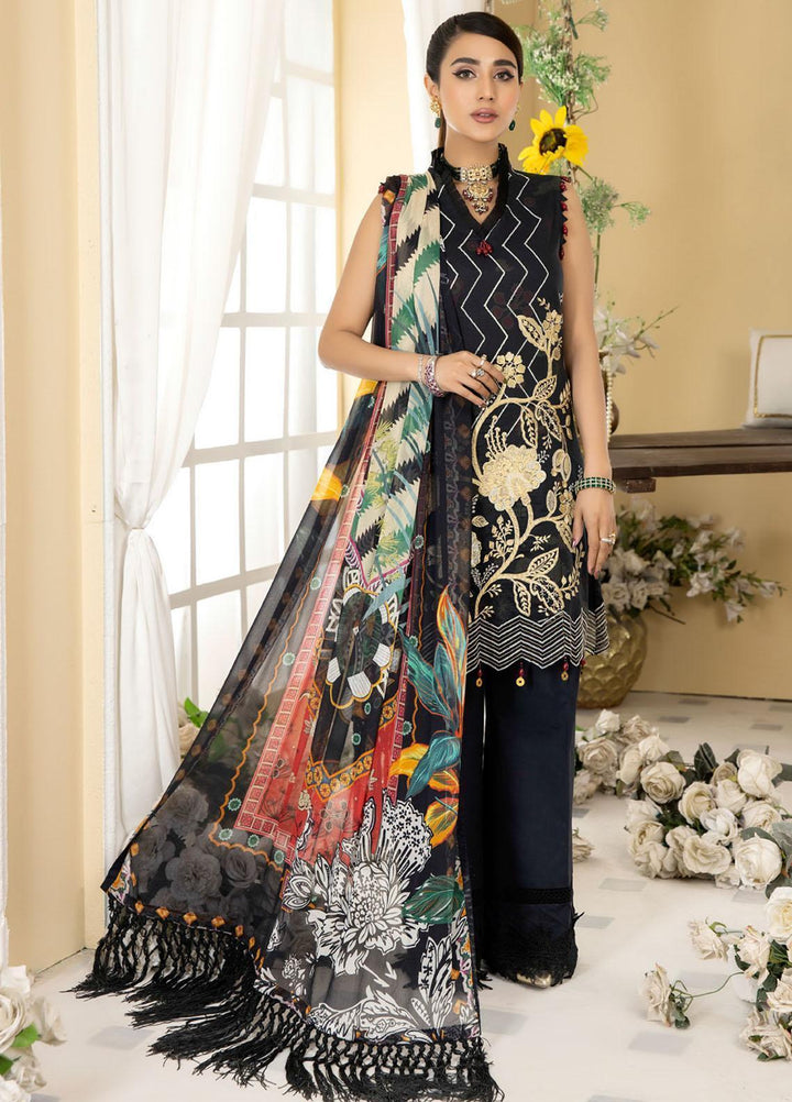 Dhanak By Mirha Embroidered Lawn Suits Unstitched 3 Piece MR22D 02 Siyahi Mayal - Festive Collection