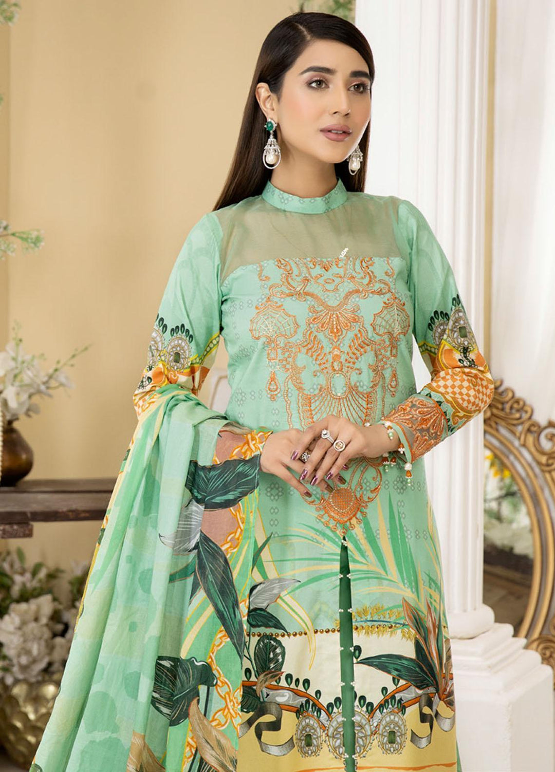 Dhanak By Mirha Embroidered Lawn Suits Unstitched 3 Piece MR22D 03 Heryalii - Festive Collection