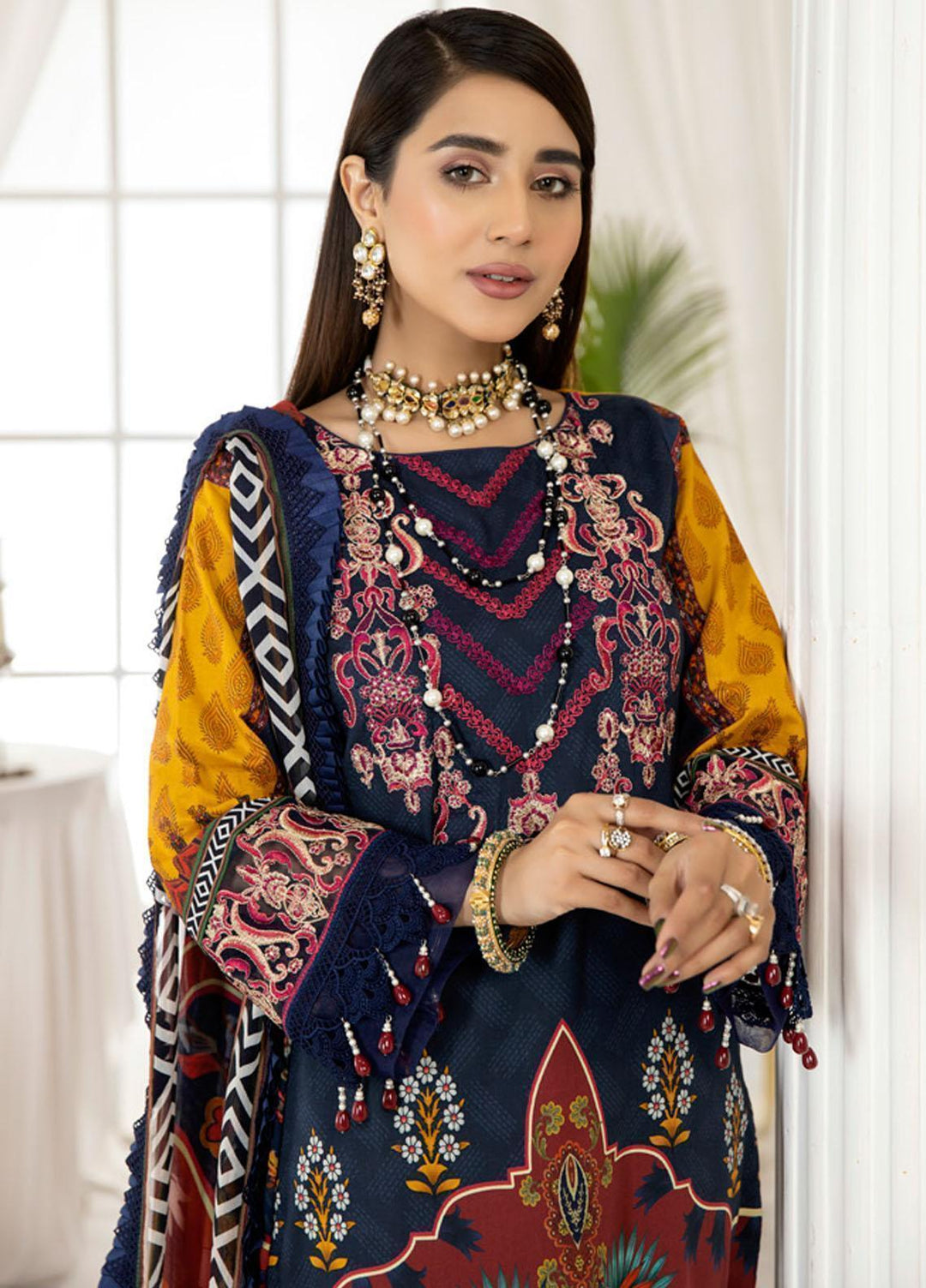 Dhanak By Mirha Embroidered Lawn Suits Unstitched 3 Piece MR22D 04 Rangrez - Festive Collection