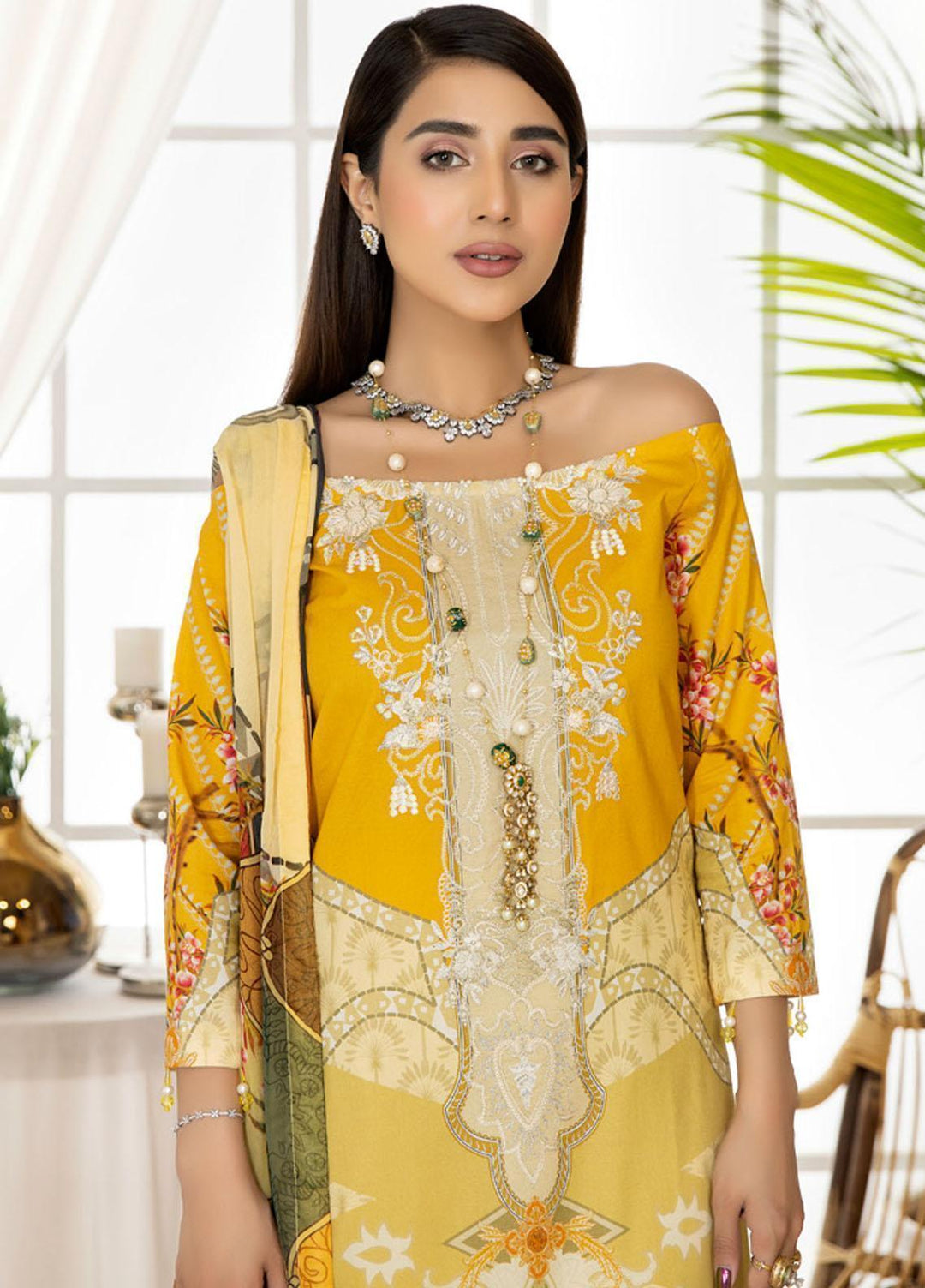 Dhanak By Mirha Embroidered Lawn Suits Unstitched 3 Piece MR22D 05 Khanak - Festive Collection