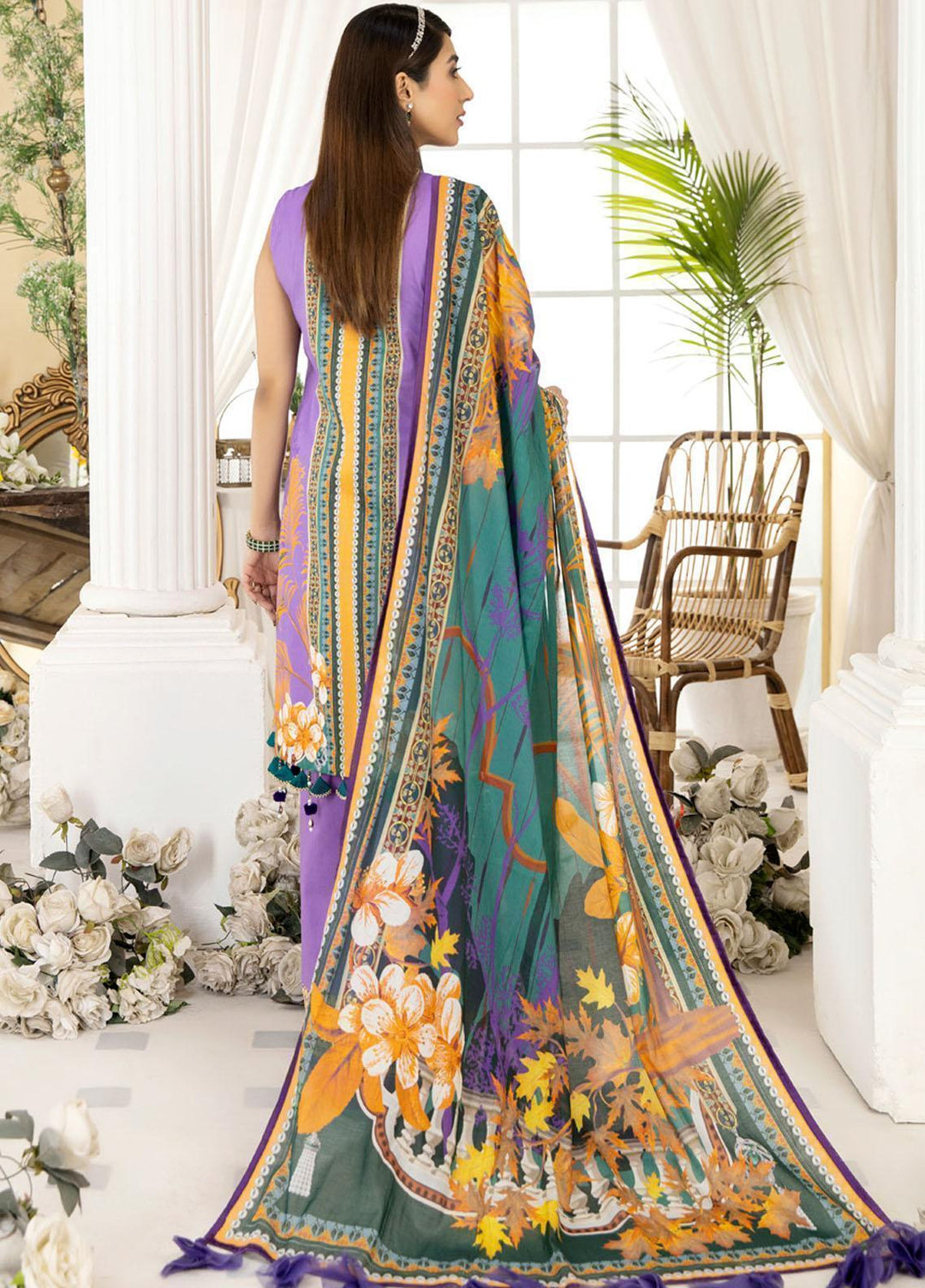 Dhanak By Mirha Embroidered Lawn Suits Unstitched 3 Piece MR22D 06 Kasni - Festive Collection