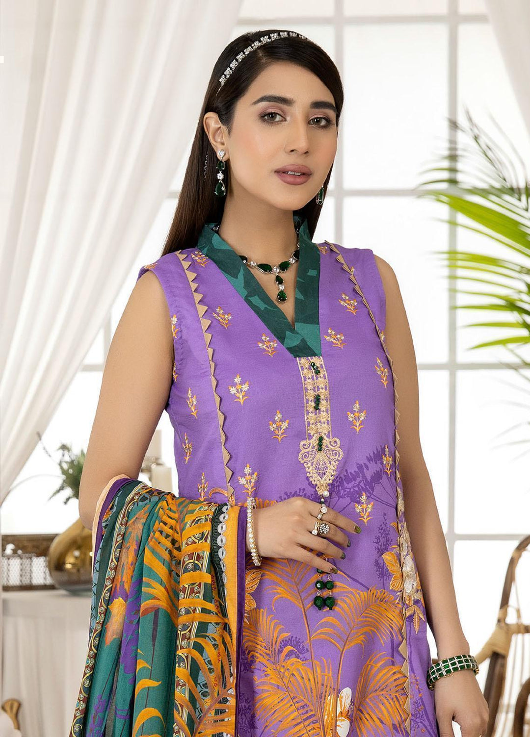 Dhanak By Mirha Embroidered Lawn Suits Unstitched 3 Piece MR22D 06 Kasni - Festive Collection