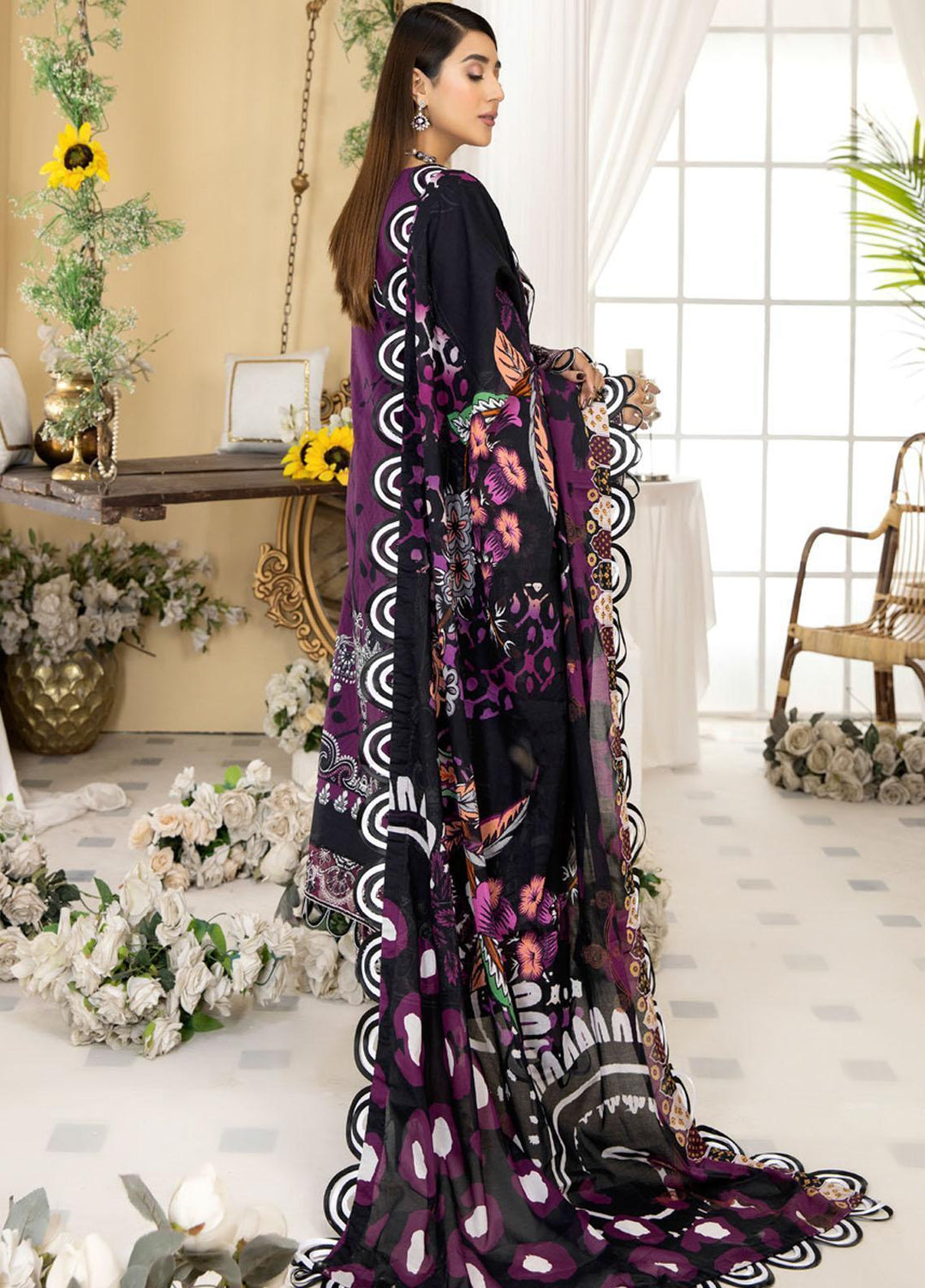 Dhanak By Mirha Embroidered Lawn Suits Unstitched 3 Piece MR22D 08 Banafshi - Festive Collection