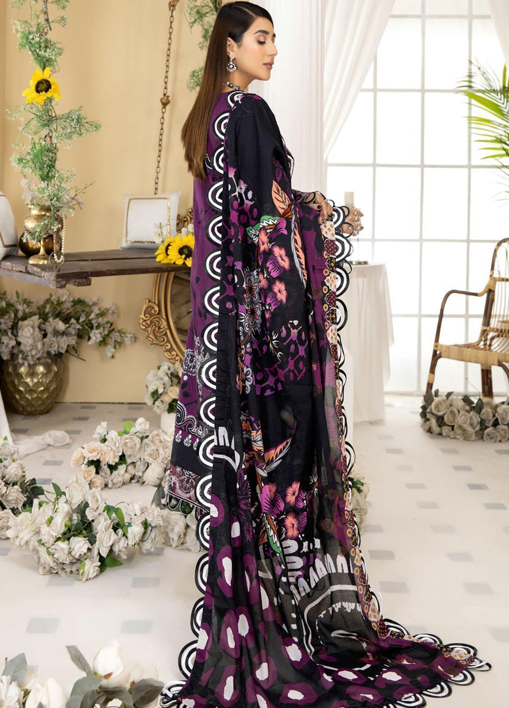 Dhanak By Mirha Embroidered Lawn Suits Unstitched 3 Piece MR22D 08 Banafshi - Festive Collection