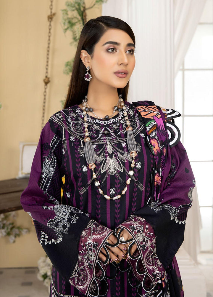 Dhanak By Mirha Embroidered Lawn Suits Unstitched 3 Piece MR22D 08 Banafshi - Festive Collection