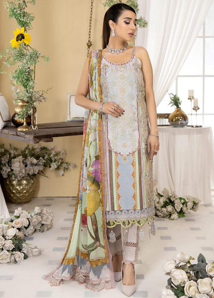 Dhanak By Mirha Embroidered Lawn Suits Unstitched 3 Piece MR22D 10 Surmai - Festive Collection