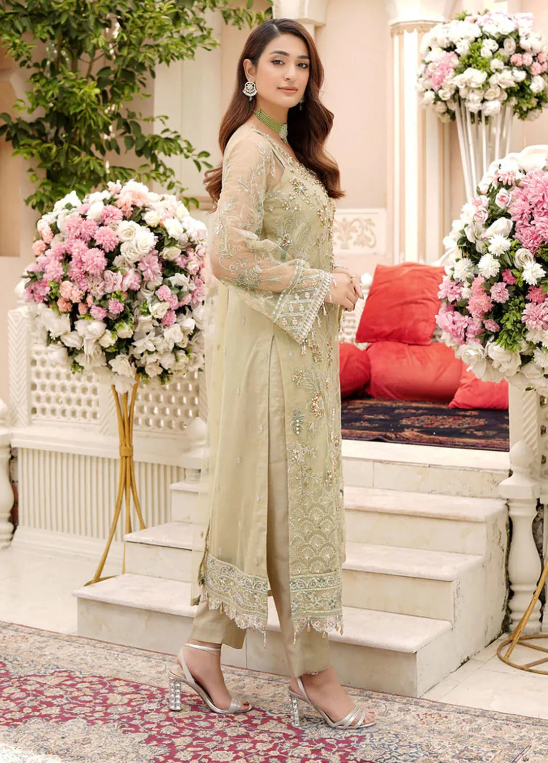 Dhanak By Ricamo Embroidered Net Suit Unstitched 4 Piece RICDH Cleo - Festive Collection