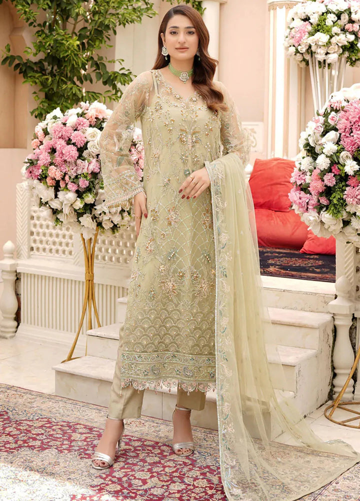 Dhanak By Ricamo Embroidered Net Suit Unstitched 4 Piece RICDH Cleo - Festive Collection