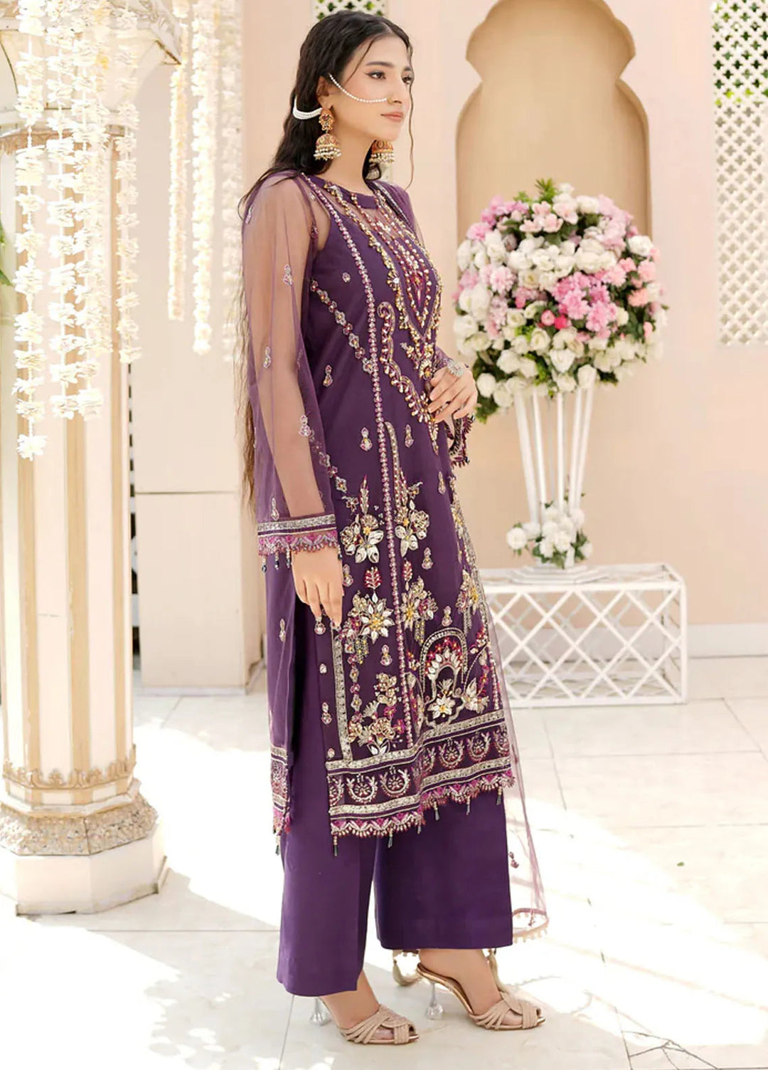 Dhanak By Ricamo Embroidered Net Suit Unstitched 4 Piece RICDH Dure - Festive Collection
