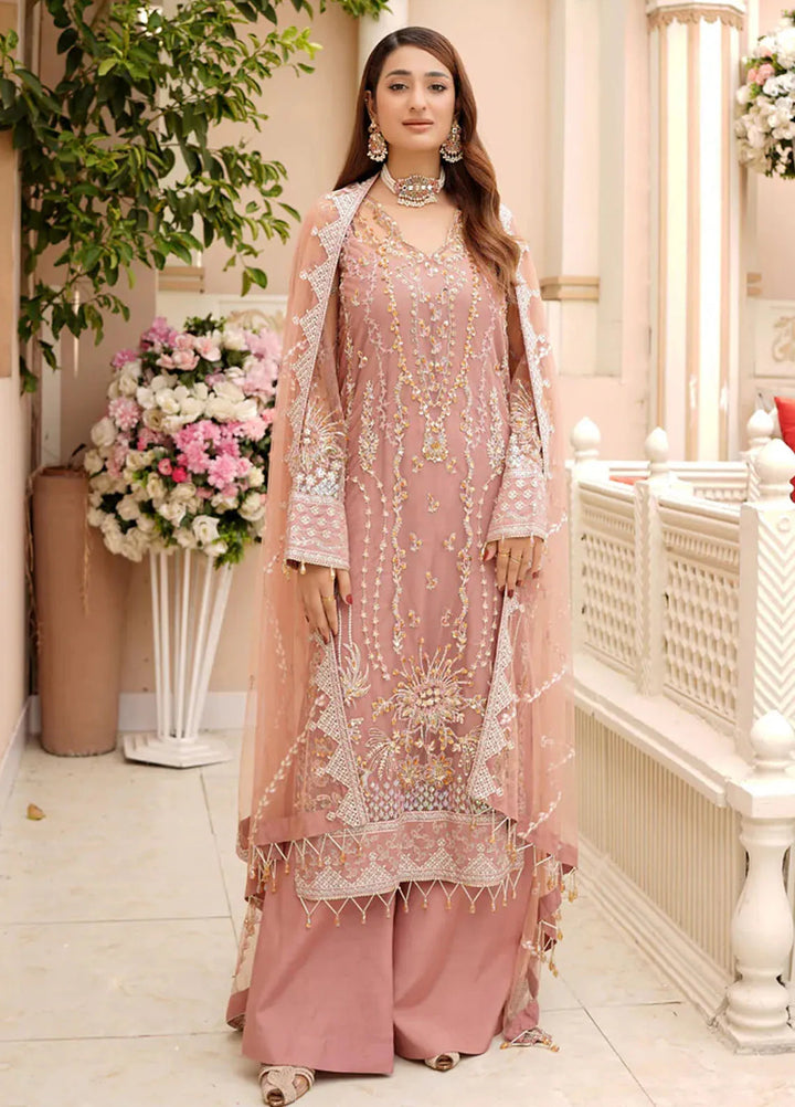 Dhanak By Ricamo Embroidered Net Suit Unstitched 4 Piece RICDH Rhea - Festive Collection