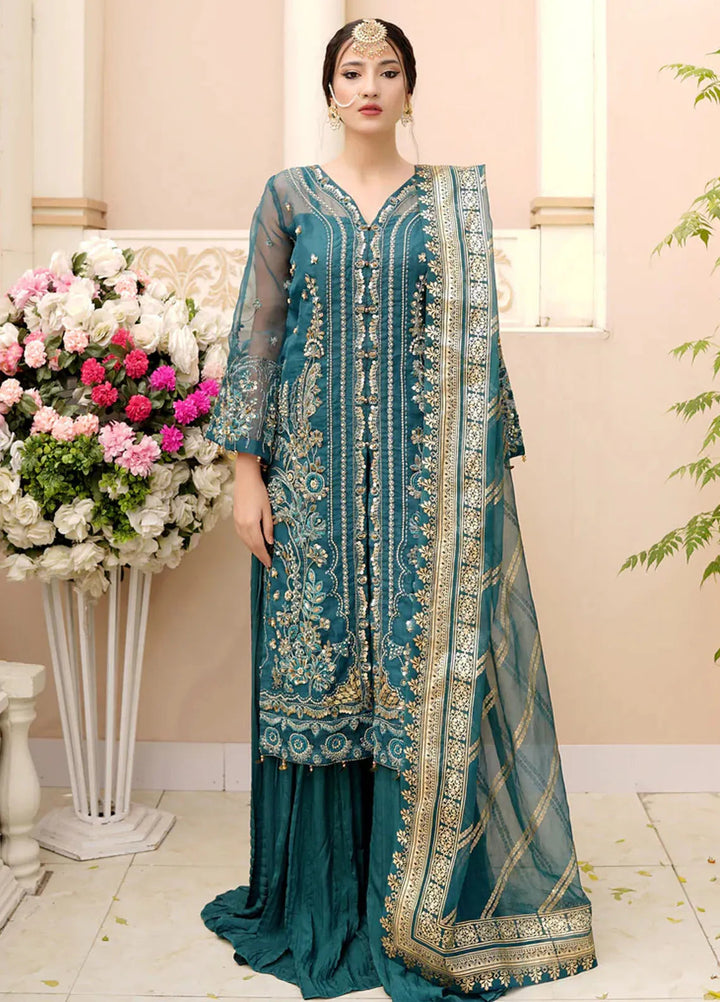 Dhanak By Ricamo Embroidered Organza Suit Unstitched 4 Piece RICDH Zoe - Festive Collection