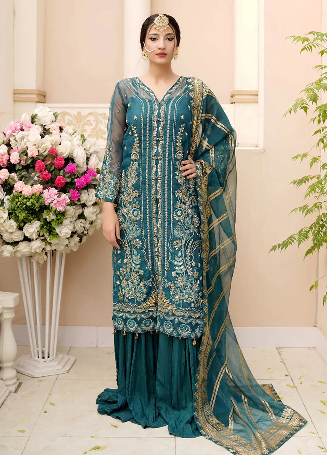 Dhanak By Ricamo Embroidered Organza Suit Unstitched 4 Piece RICDH Zoe - Festive Collection
