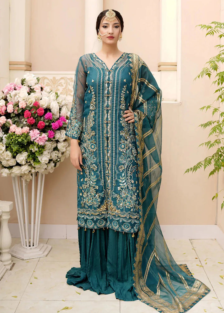 Dhanak By Ricamo Embroidered Organza Suit Unstitched 4 Piece RICDH Zoe - Festive Collection