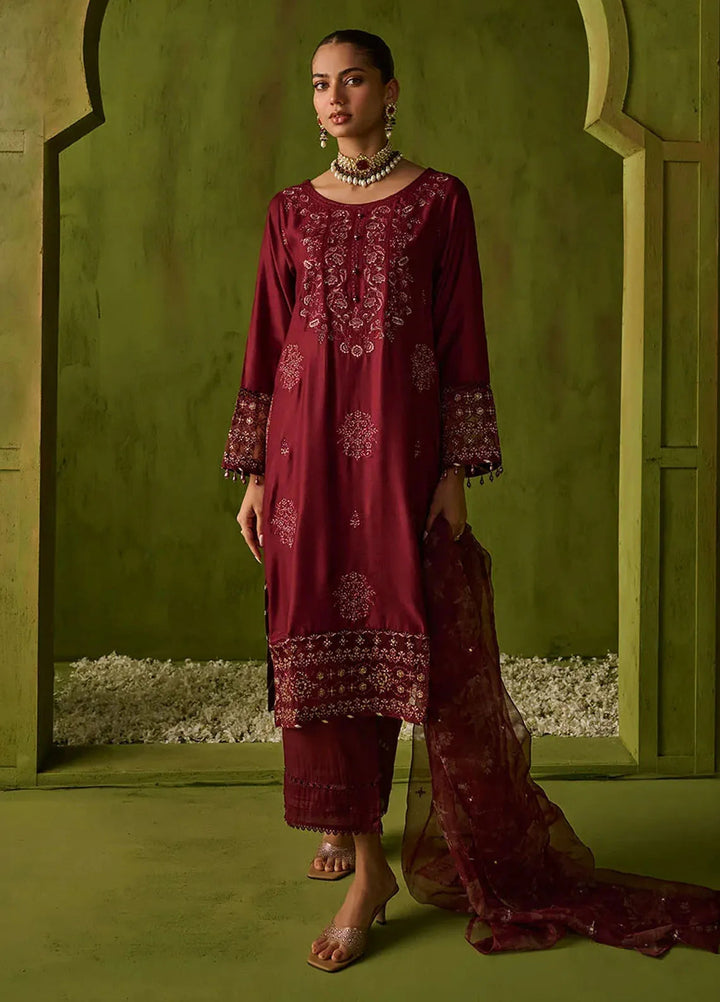 Dhanak Embroidered Cotton Net Suits Unstitched 3 Piece SS24DU-3197 - Festive Collection