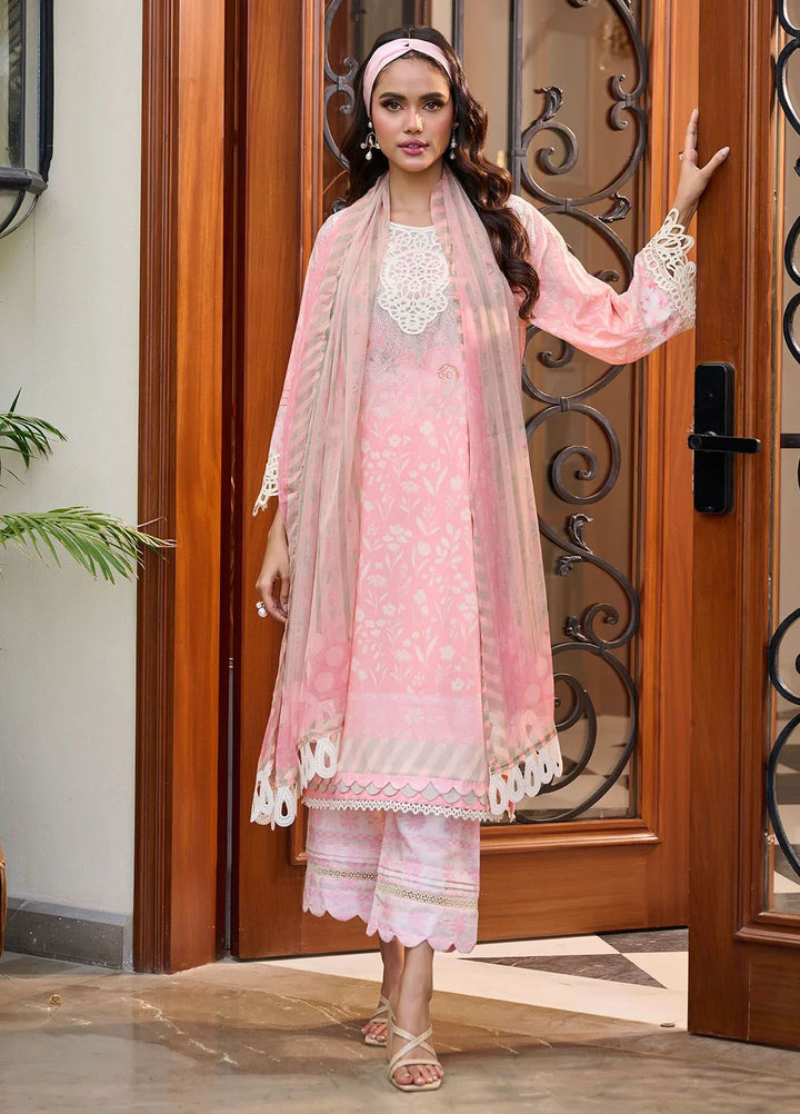 Dhanak Embroidered Lawn Suits Unstitched 3 Piece DHK24SS SS24DU-3183 Pink - Summer Collection