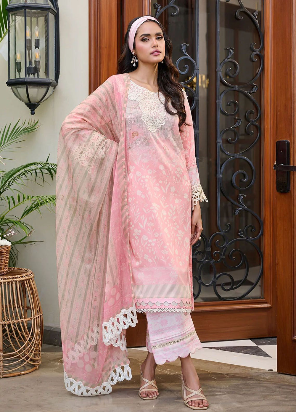 Dhanak Embroidered Lawn Suits Unstitched 3 Piece DHK24SS SS24DU-3183 Pink - Summer Collection