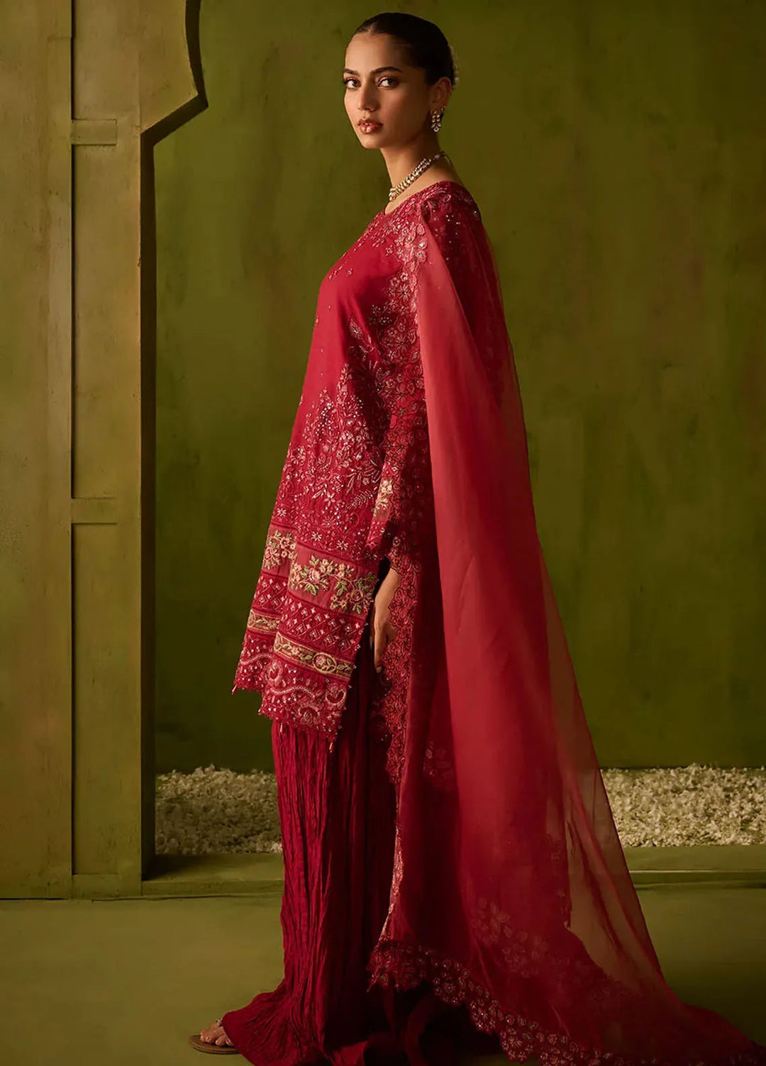 Dhanak Embroidered Munar Suits Unstitched 3 Piece SS24DU-3200 - Festive Collection
