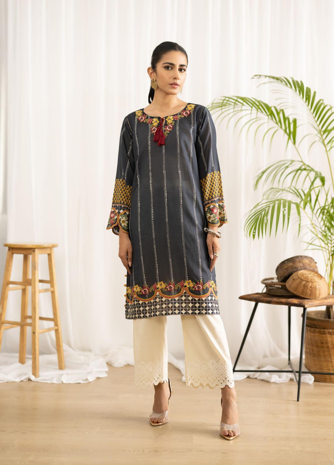 Dhanak Casual Pret Embroidered Lawn Shirt DC-0416 GREY