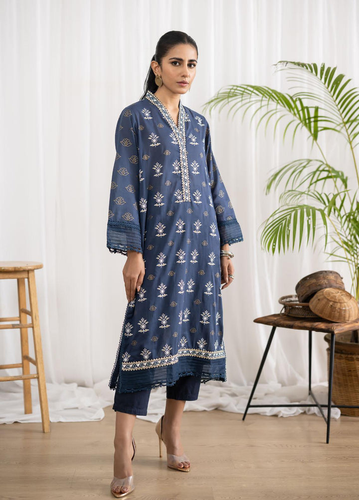 Dhanak Casual Pret Embroidered Lawn Shirt DC-0432 BLUE