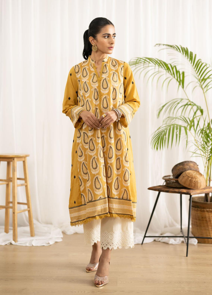 Dhanak Casual Pret Embroidered Lawn Shirt DC-0436 MUSTARD