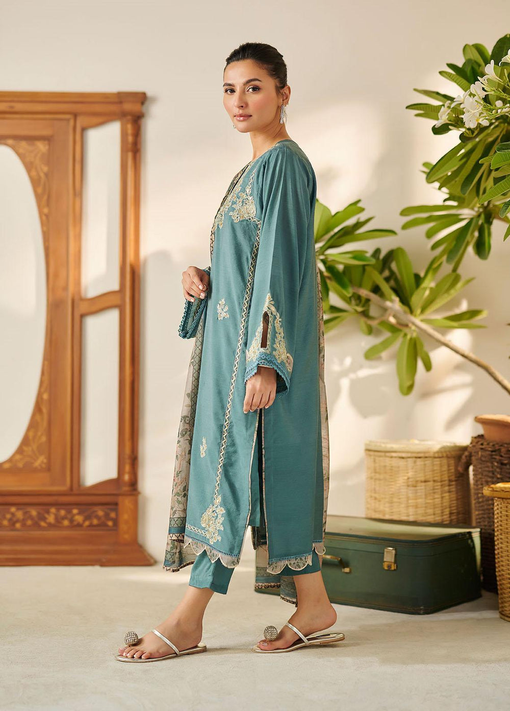 Dhanak Festive Pret  Cotton 3 Piece Suit DC-2081 TEA GREEN