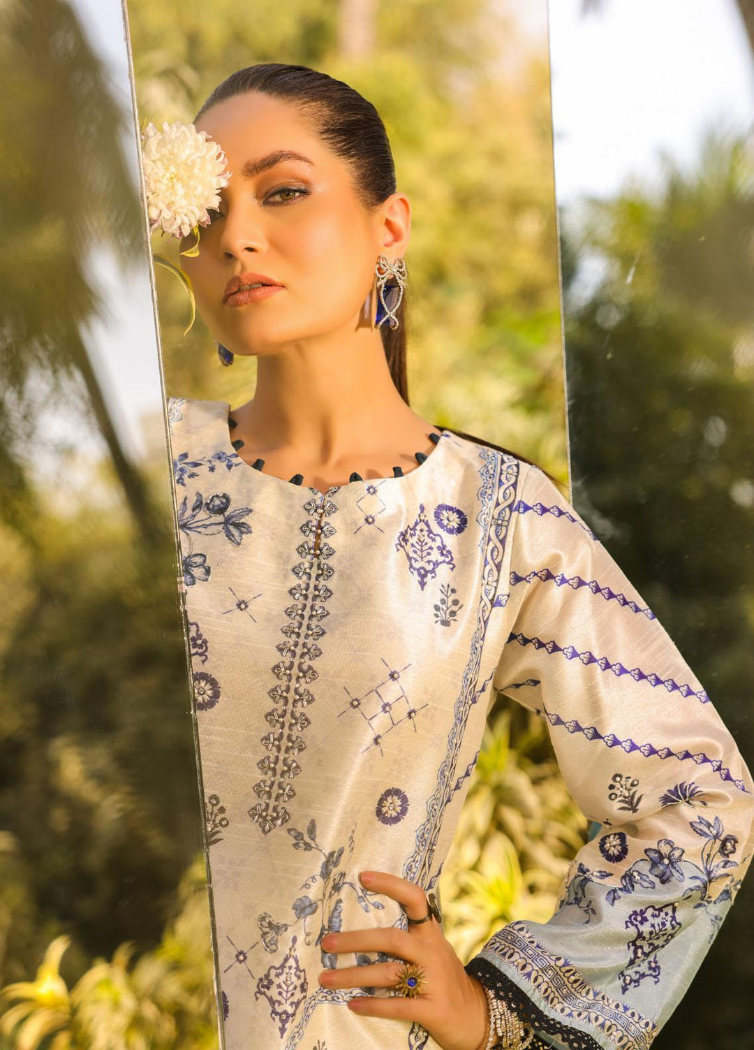 Dhanak Pret  Silk 2 Piece Dress DC-2137 OFF WHITE