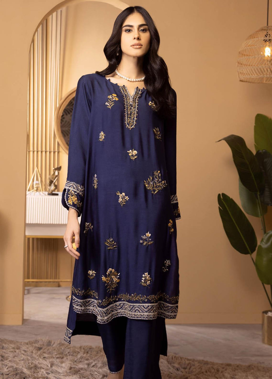 Dhanak Luxury Pret  Cotton Silk 2 Piece Suit DA-2118 NAVY BLUE