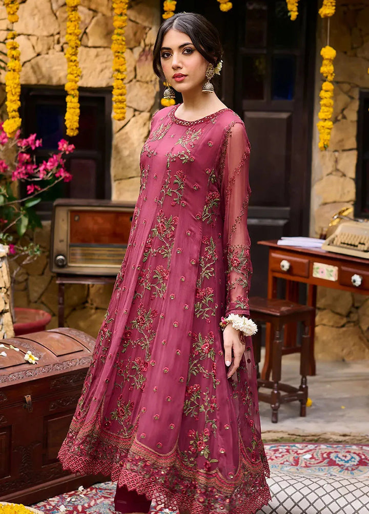 Dhanak Pret Embroidered Chiffon 2 Piece Suit SS24DA-2363 Maroon
