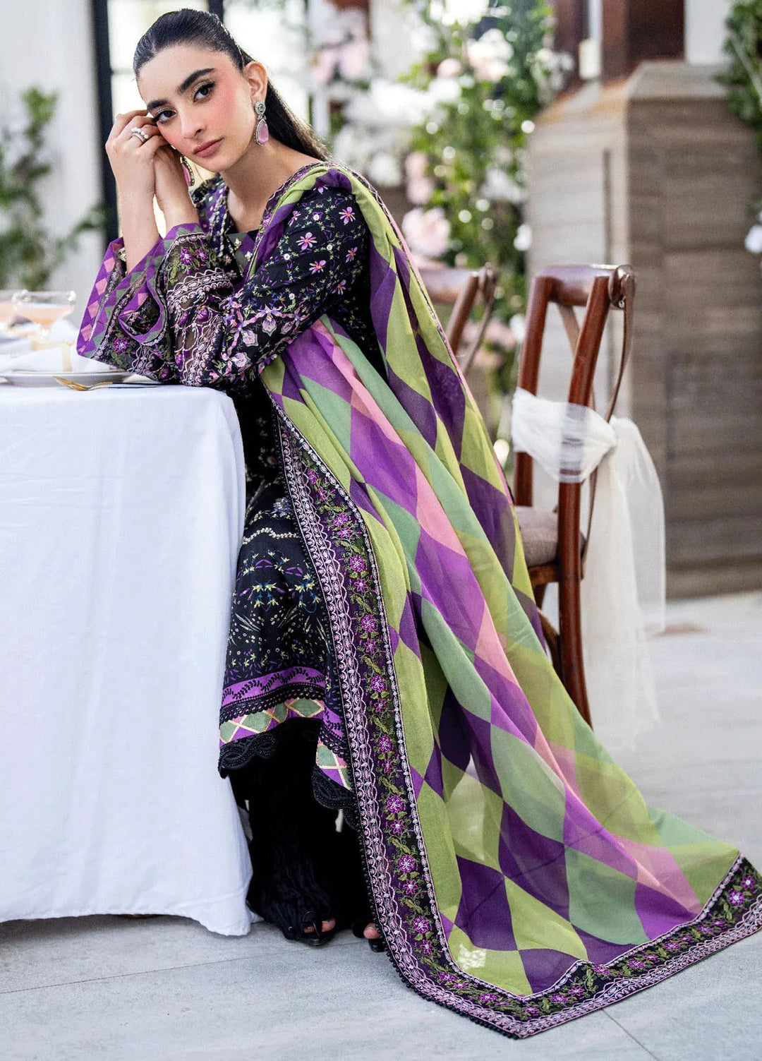 Dhanak Pret Embroidered Crepe Silk 2 Piece Suit SS25DA-2690