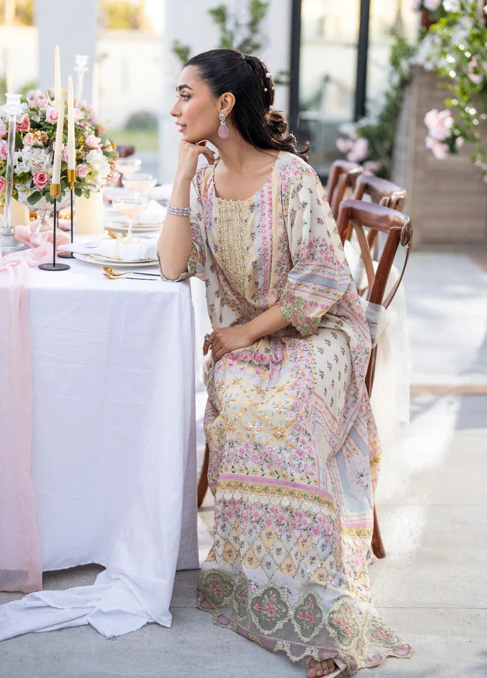 Dhanak Pret Embroidered Crepe Silk Kaftan SS25DA-2692
