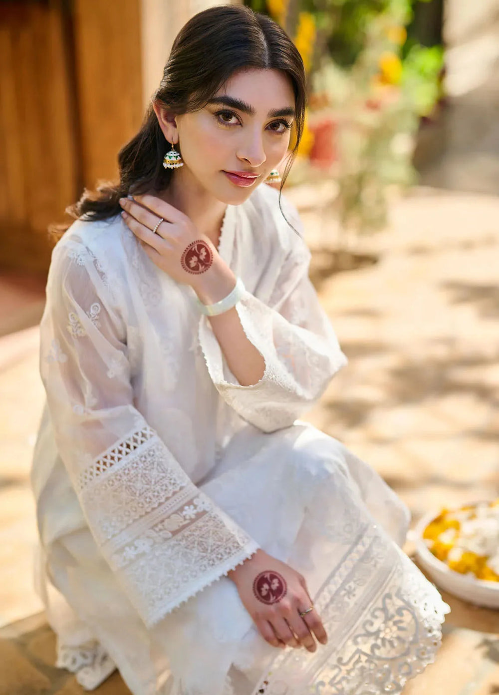 Dhanak Pret Embroidered Munar 2 Piece Suit SS24DA-2396 White