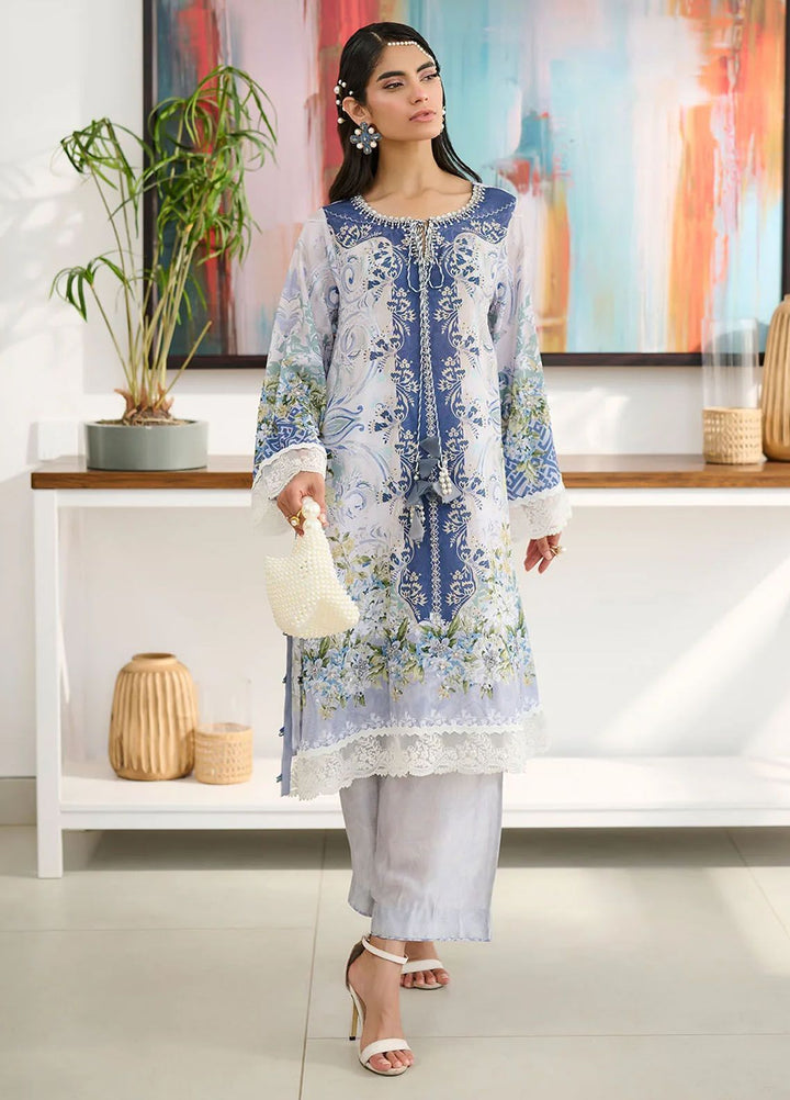 Dhanak Pret Embroidered Silk 2 Piece Suit SS24DA-2355 Sky Blue
