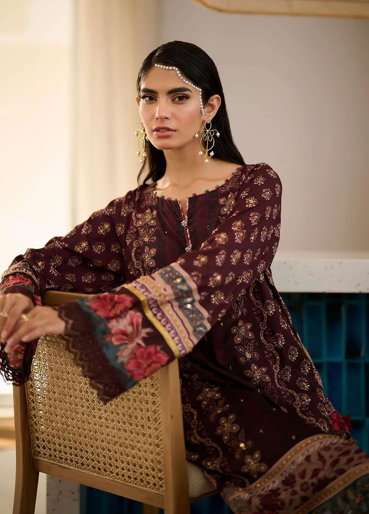 Dhanak Pret Embroidered Silk 2 Piece Suit SS24DA-2359 Brown