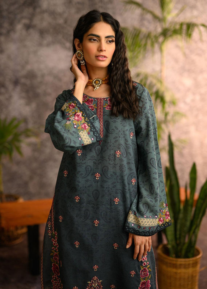 Dhanak Pret Embroidered Khaddar 2 Piece Dress DC-2115 TEAL