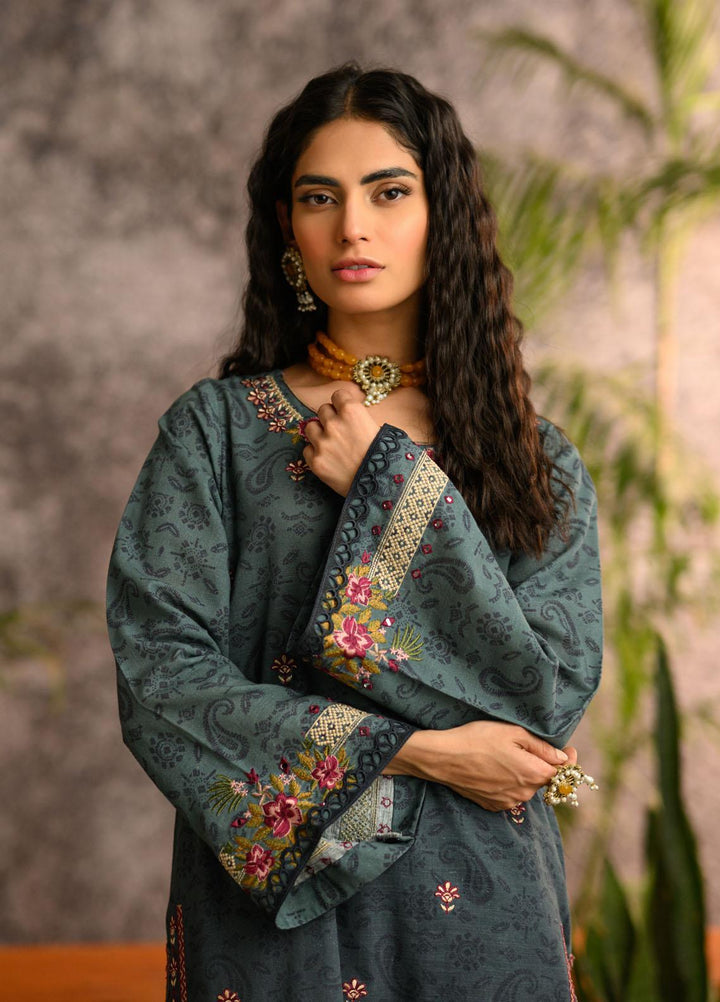 Dhanak Pret Embroidered Khaddar 2 Piece Dress DC-2115 TEAL
