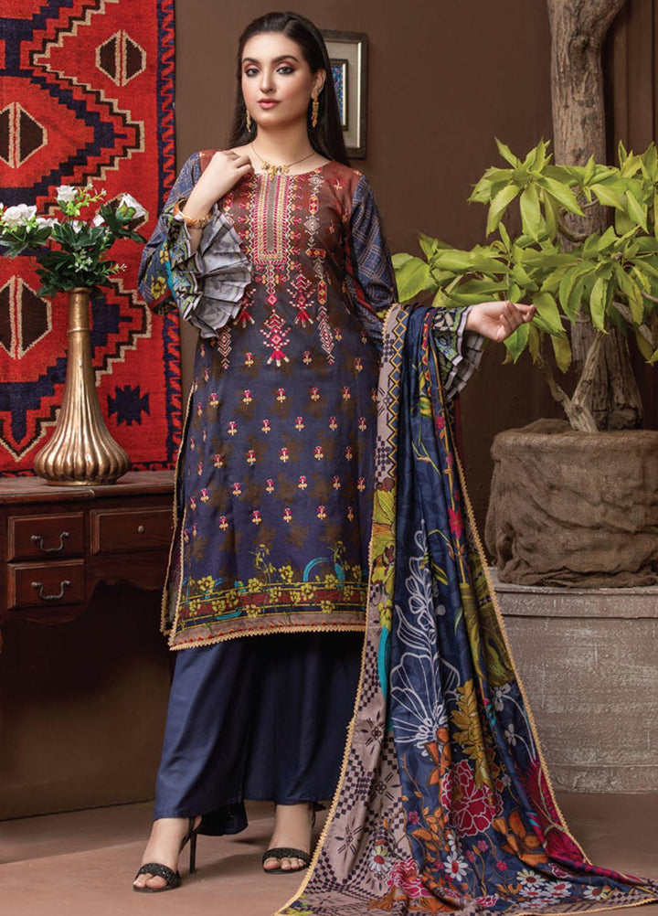 Dhanak by MTF Embroidered Dhanak Suits Unstitched 3 Piece MTF21DH D-01 - Winter Collection