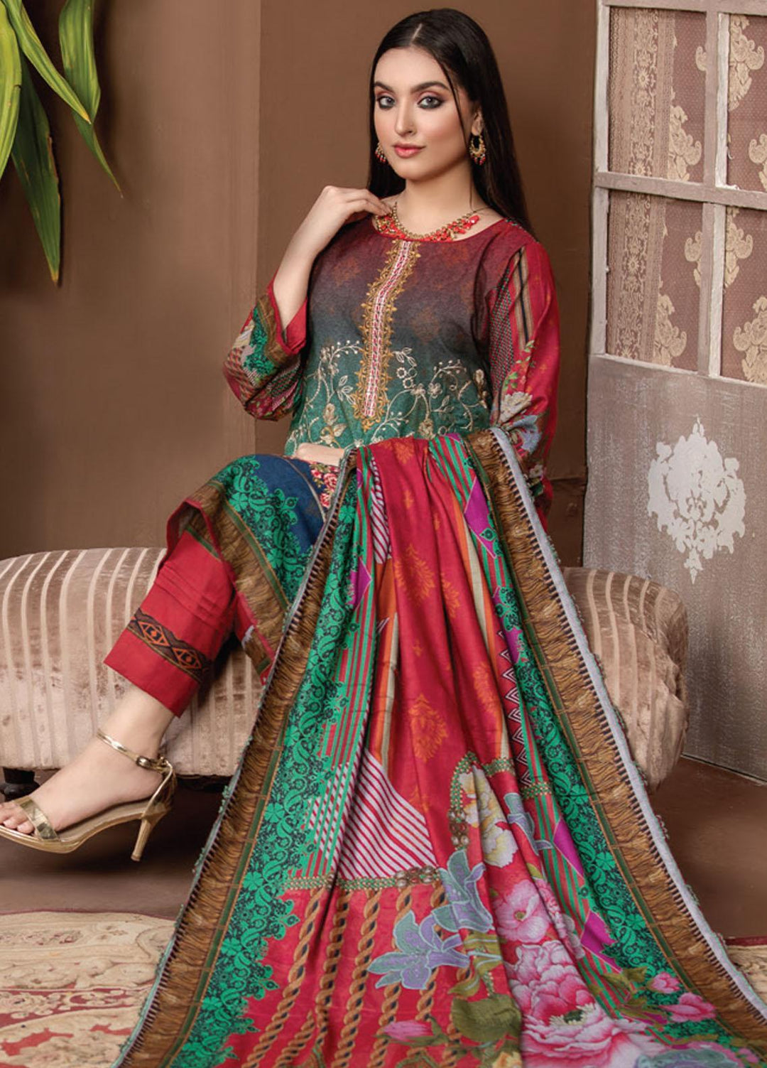 Dhanak by MTF Embroidered Dhanak Suits Unstitched 3 Piece MTF21DH D-02 - Winter Collection
