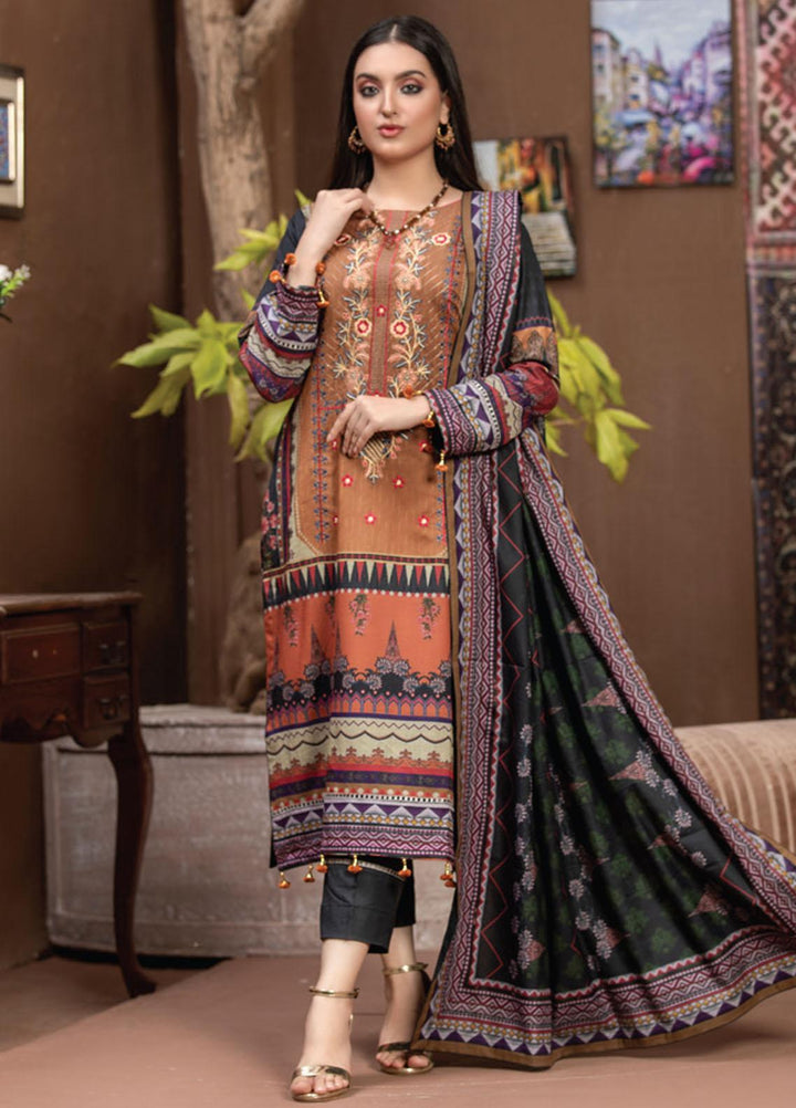 Dhanak by MTF Embroidered Dhanak Suits Unstitched 3 Piece MTF21DH D-03 - Winter Collection