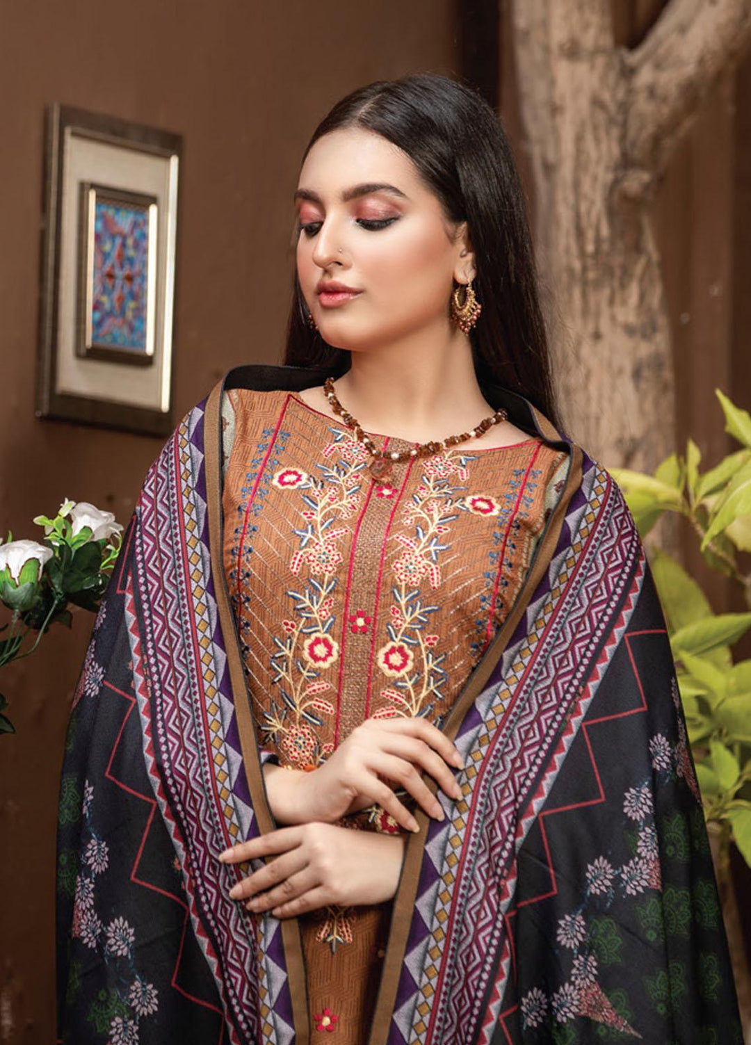 Dhanak by MTF Embroidered Dhanak Suits Unstitched 3 Piece MTF21DH D-03 - Winter Collection