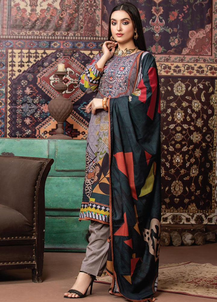 Dhanak by MTF Embroidered Dhanak Suits Unstitched 3 Piece MTF21DH D-04 - Winter Collection