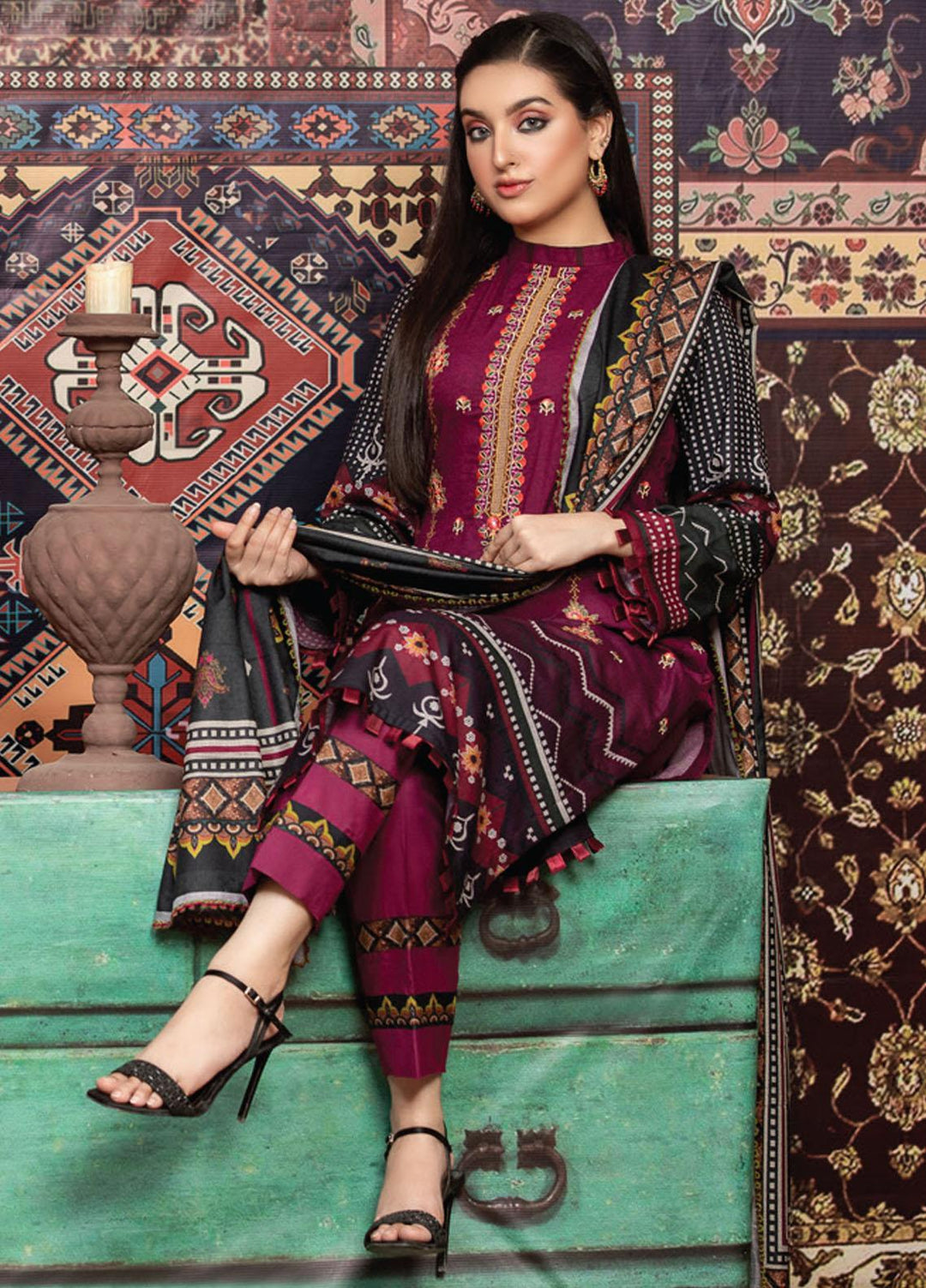 Dhanak by MTF Embroidered Dhanak Suits Unstitched 3 Piece MTF21DH D-05 - Winter Collection