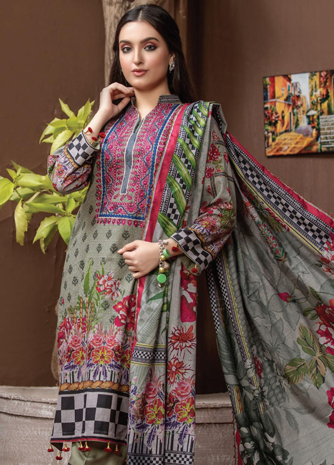 Dhanak by MTF Embroidered Dhanak Suits Unstitched 3 Piece MTF21DH D-06 - Winter Collection