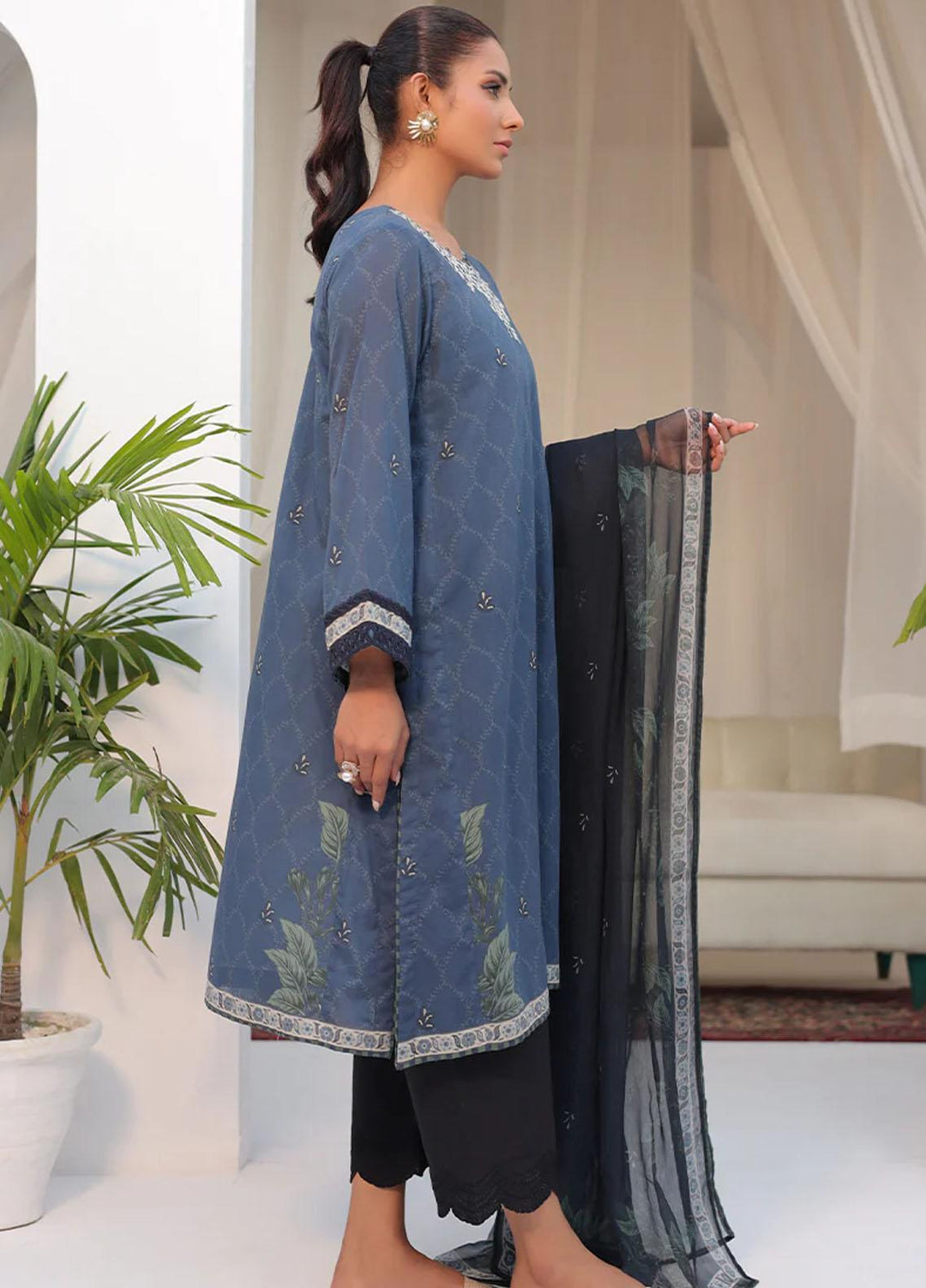 Dhanak Casual Pret Embroidered Lawn 2 Piece Dress DC-2145 GREY