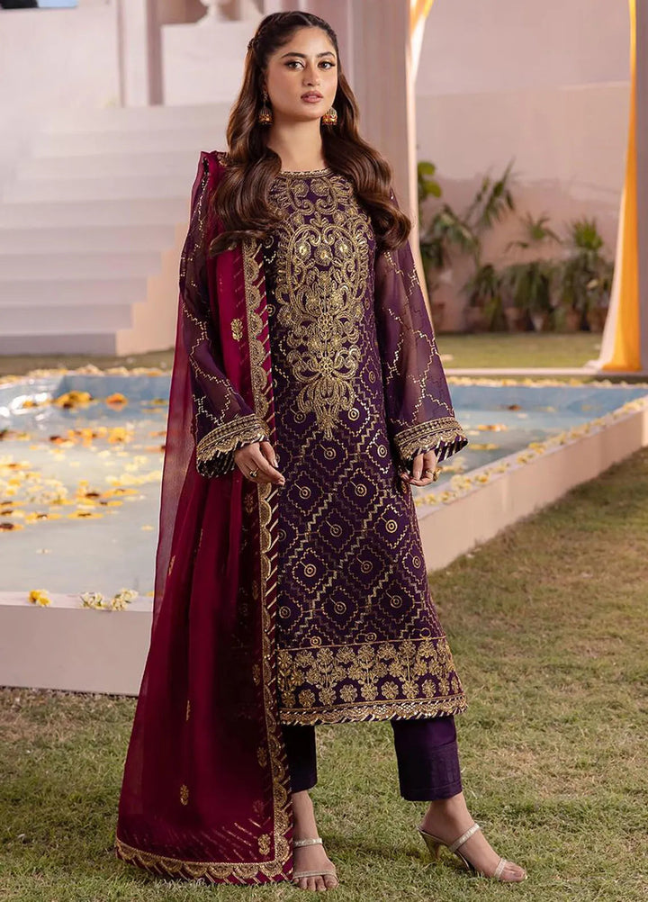 Dhanak Rang by Asim Jofa Embroidered Chiffon Suit Unstitched 3 Piece AJ24DR AJCF-02 - Festive Collection