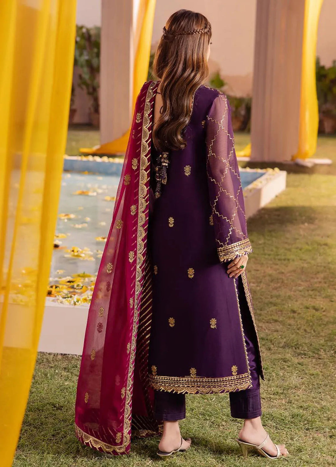 Dhanak Rang by Asim Jofa Embroidered Chiffon Suit Unstitched 3 Piece AJ24DR AJCF-02 - Festive Collection