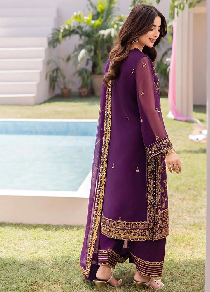Dhanak Rang by Asim Jofa Embroidered Chiffon Suit Unstitched 3 Piece AJ24DR AJCF-08 - Festive Collection