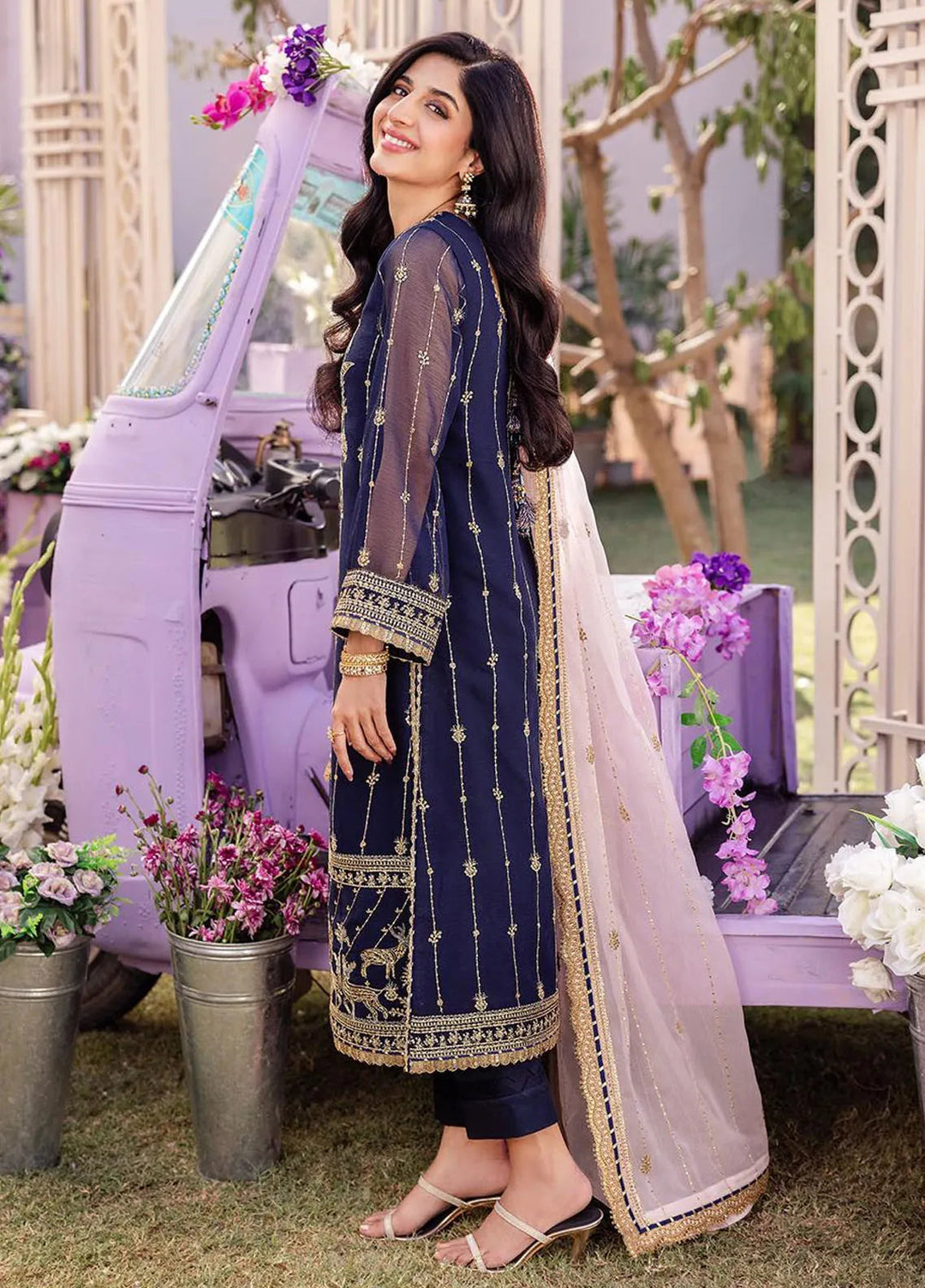 Dhanak Rang by Asim Jofa Embroidered Chiffon Suit Unstitched 3 Piece AJ24DR AJCF-09 - Festive Collection