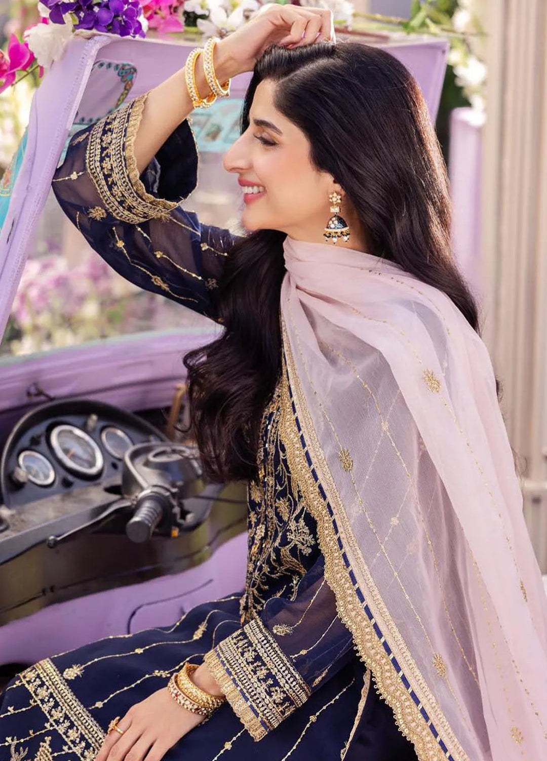 Dhanak Rang by Asim Jofa Embroidered Chiffon Suit Unstitched 3 Piece AJ24DR AJCF-09 - Festive Collection